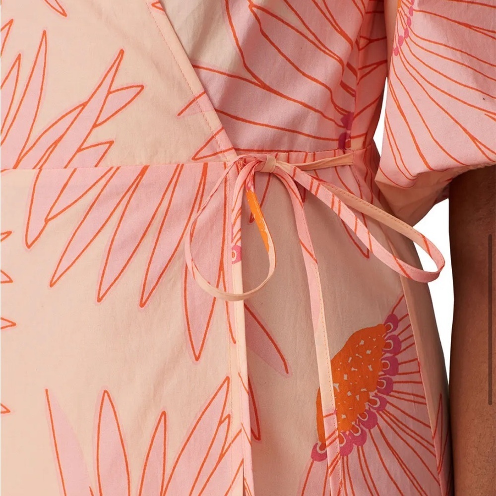 Kate Spade New York Grand Daisy Wrap Dress Pink/Orange Floral Print - Picture 5 of 8